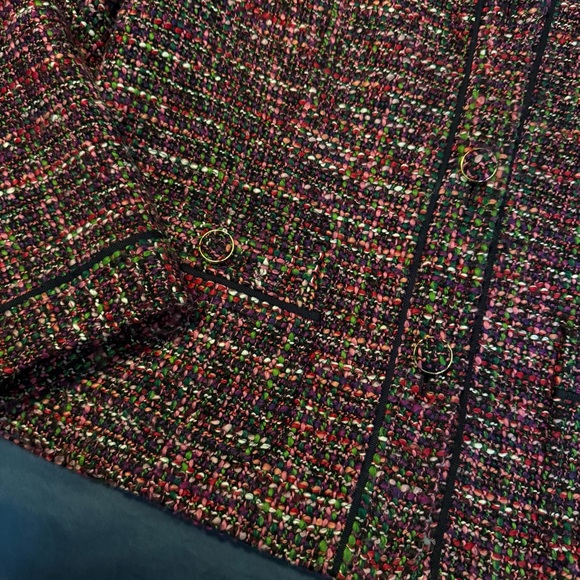 Talbots Pink Multi-Color Tweed Zip Blazer Jacket 8 - Picture 2 of 5
